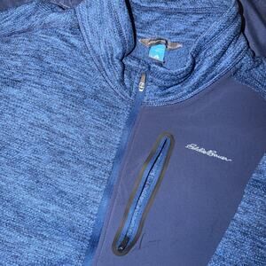 Eddie Bauer Men’s 1/4 Zip Fleece Sweater Heather Blue XXLT EUC